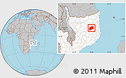 Gray Location Map of Namuno, highlighted country