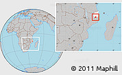 Gray Location Map of Namuno, highlighted parent region, within the entire country