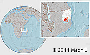 Gray Location Map of Namuno, highlighted parent region, hill shading