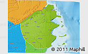 Physical 3D Map of Palma, political outside