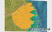 Political 3D Map of Palma, satellite outside