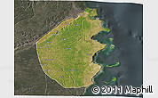 Satellite 3D Map of Palma, darken, semi-desaturated