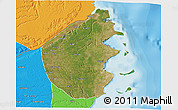 Satellite 3D Map of Palma, political outside