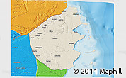 Shaded Relief 3D Map of Palma, political outside