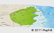 Physical Panoramic Map of Palma, shaded relief outside