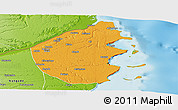 Political Panoramic Map of Palma, physical outside