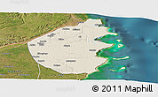 Shaded Relief Panoramic Map of Palma, satellite outside