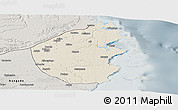 Shaded Relief Panoramic Map of Palma, semi-desaturated