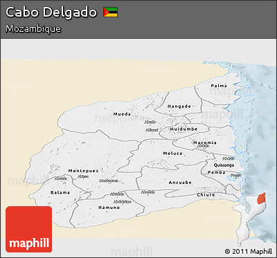 Classic Style Panoramic Map of Cabo Delgado, single color outside