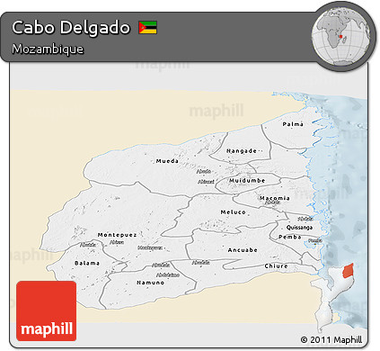 Classic Style Panoramic Map of Cabo Delgado, single color outside