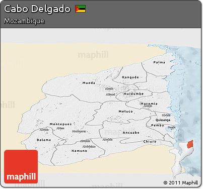 Classic Style Panoramic Map of Cabo Delgado, single color outside