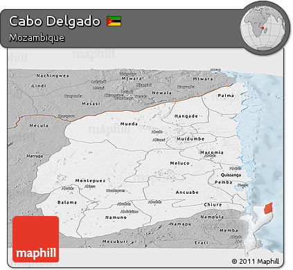 Gray Panoramic Map of Cabo Delgado