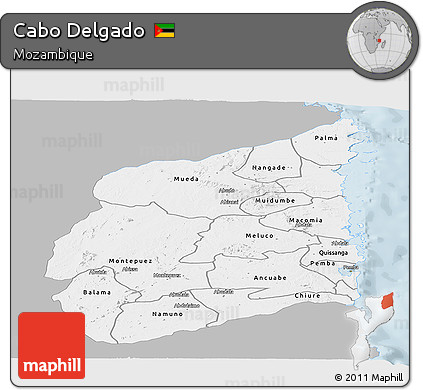 Gray Panoramic Map of Cabo Delgado, single color outside