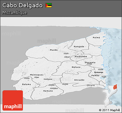 Gray Panoramic Map of Cabo Delgado, single color outside
