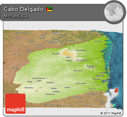 Physical Panoramic Map of Cabo Delgado, satellite outside