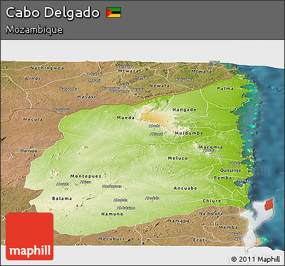 Physical Panoramic Map of Cabo Delgado, satellite outside