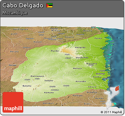 Physical Panoramic Map of Cabo Delgado, satellite outside