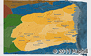 Political Shades Panoramic Map of Cabo Delgado, darken