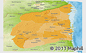 Political Shades Panoramic Map of Cabo Delgado, physical outside