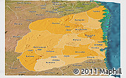 Political Shades Panoramic Map of Cabo Delgado, satellite outside