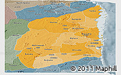 Political Shades Panoramic Map of Cabo Delgado, semi-desaturated