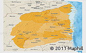 Political Shades Panoramic Map of Cabo Delgado, shaded relief outside