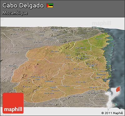 Satellite Panoramic Map of Cabo Delgado, semi-desaturated