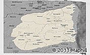 Shaded Relief Panoramic Map of Cabo Delgado, darken, desaturated
