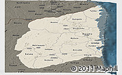 Shaded Relief Panoramic Map of Cabo Delgado, darken