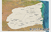 Shaded Relief Panoramic Map of Cabo Delgado, satellite outside