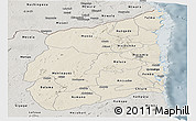 Shaded Relief Panoramic Map of Cabo Delgado, semi-desaturated