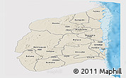 Shaded Relief Panoramic Map of Cabo Delgado, single color outside