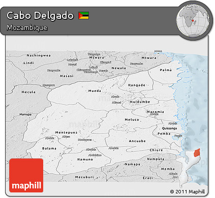 Silver Style Panoramic Map of Cabo Delgado