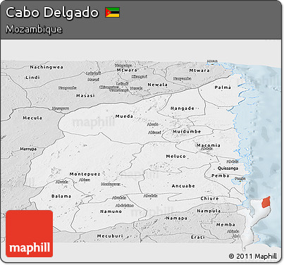 Silver Style Panoramic Map of Cabo Delgado