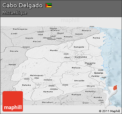 Silver Style Panoramic Map of Cabo Delgado