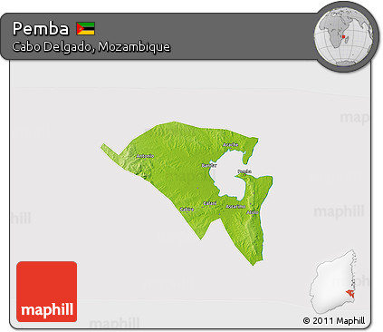 Physical 3D Map of Pemba, cropped outside