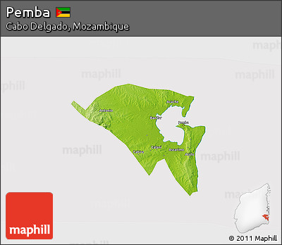 Physical 3D Map of Pemba, cropped outside