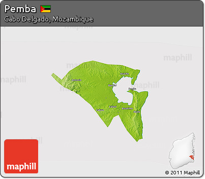 Physical 3D Map of Pemba, cropped outside