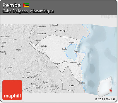 Silver Style 3D Map of Pemba