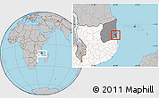 Gray Location Map of Pemba, highlighted country, highlighted parent region