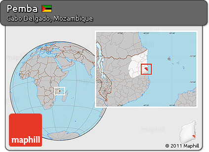 Gray Location Map of Pemba, highlighted parent region