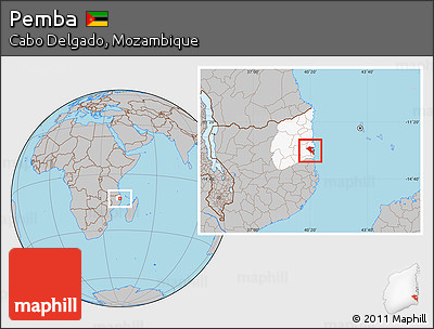 Gray Location Map of Pemba, highlighted parent region