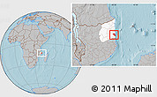 Gray Location Map of Pemba, highlighted parent region, hill shading