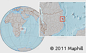 Gray Location Map of Pemba, hill shading