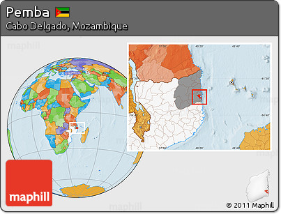 Political Location Map of Pemba, highlighted country, highlighted parent region