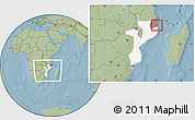Savanna Style Location Map of Pemba, highlighted country, highlighted parent region, within the entire country, hill shading