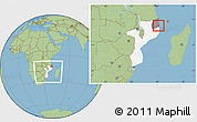Savanna Style Location Map of Pemba, highlighted country, highlighted parent region, within the entire country