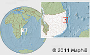 Savanna Style Location Map of Pemba, highlighted country, hill shading
