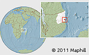 Savanna Style Location Map of Pemba, highlighted parent region, hill shading