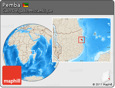 Shaded Relief Location Map of Pemba